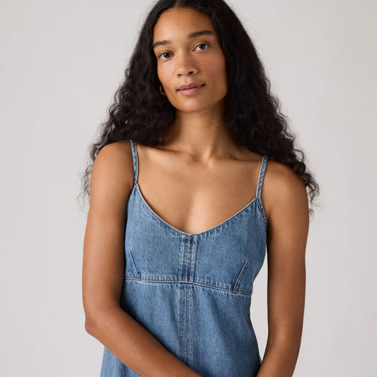90's Denim Slip Midi Dress