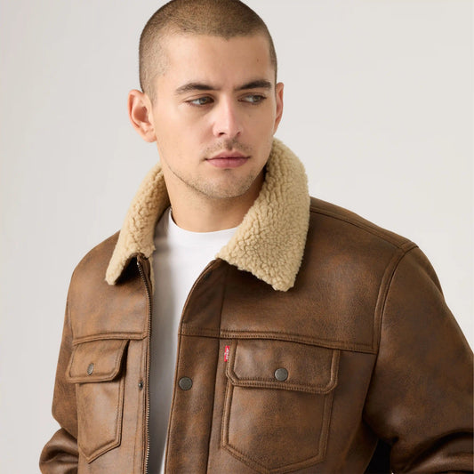 Two Chest Pocket Faux Shearling Jacket