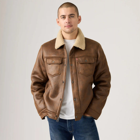 Two Chest Pocket Faux Shearling Jacket