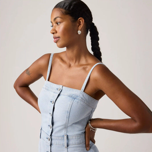 Denim Bustier Midi Dress