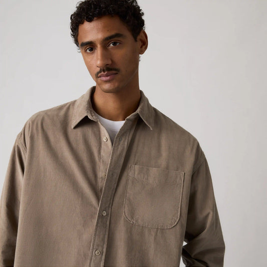Loose Button-Up Corduroy Shirt