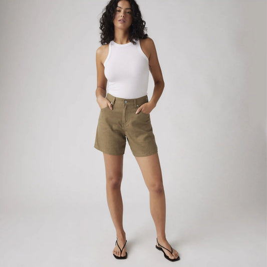 High Rise Baggy Linen Blend Lightweight Women's Shorts