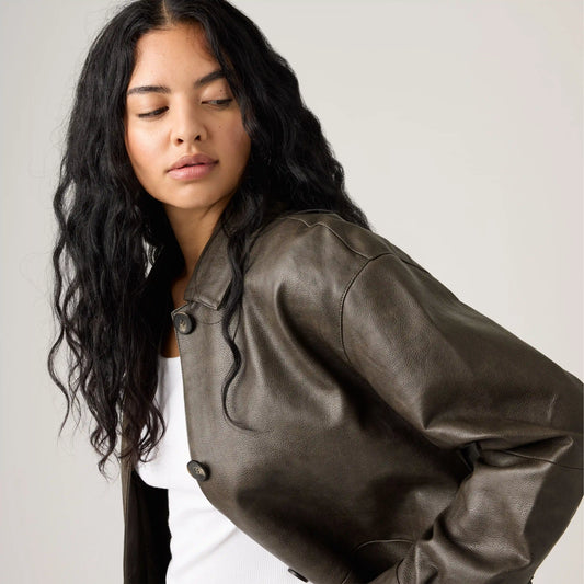 Faux Leather Vintage Blazer
