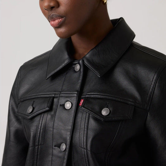 Faux Leather Trucker Jacket