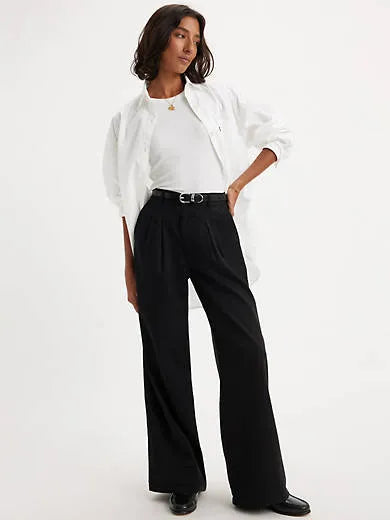 Pleated Wide Leg Women's Trouser Pants