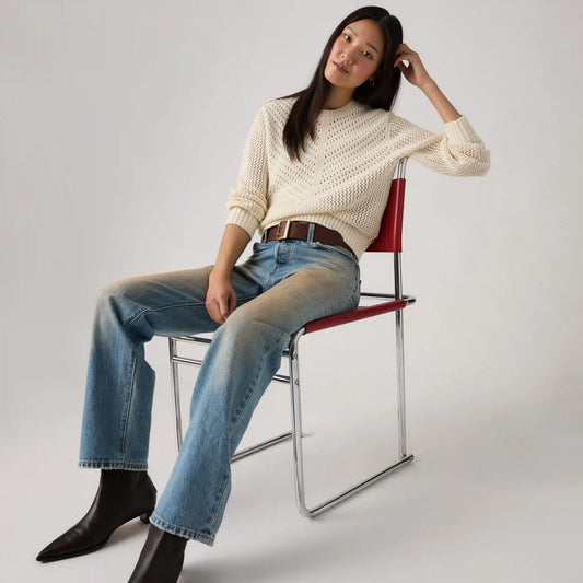 Gaelle Long-Sleeve Crochet Pullover
