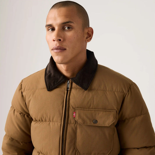 Quilted Depot Jacket With Corduroy Collar