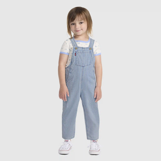 Denim Rainbow Stripe Overalls Toddler 2T-4T