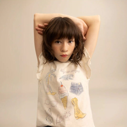 Short Flutter Sleeve Coastal Graphic Tee  Big Girls 7-16