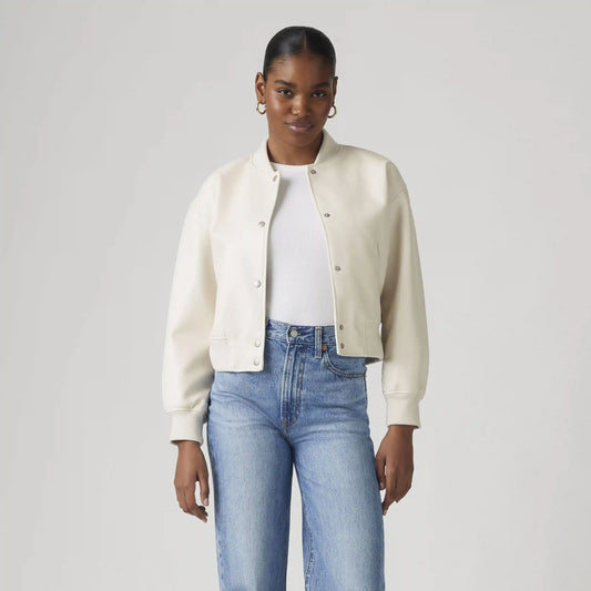 Faux Leather Varsity Bomber Jacket