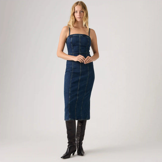 Seamed Bustier Midi Dress