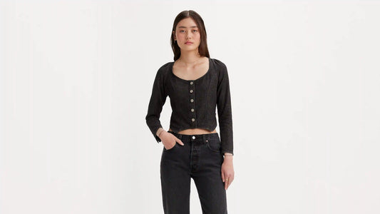 Weston Denim Long Sleeve Corset Blouse