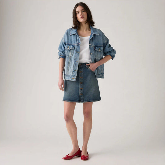 Retro Button Front Skirt
