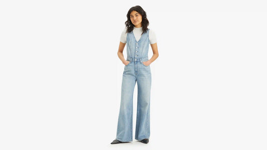 Denim Vest Wide Leg Jumpsuit