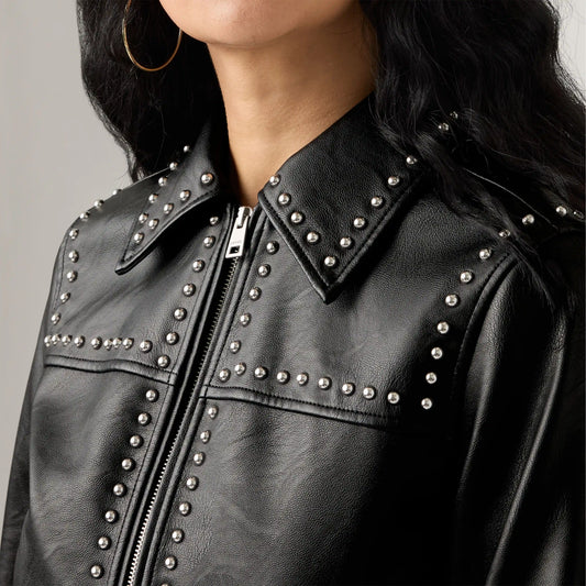 Faux Leather Studded Jacket