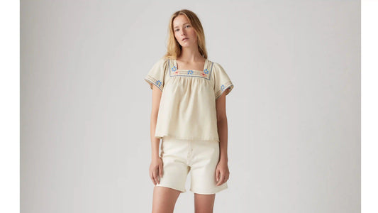 Ambre Cotton Linen Babydoll Blouse