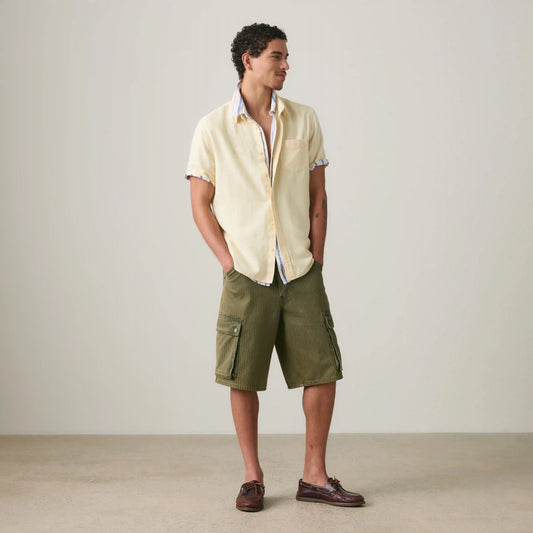 Short-Sleeve Sunset One Pocket Cotton Linen Shirt