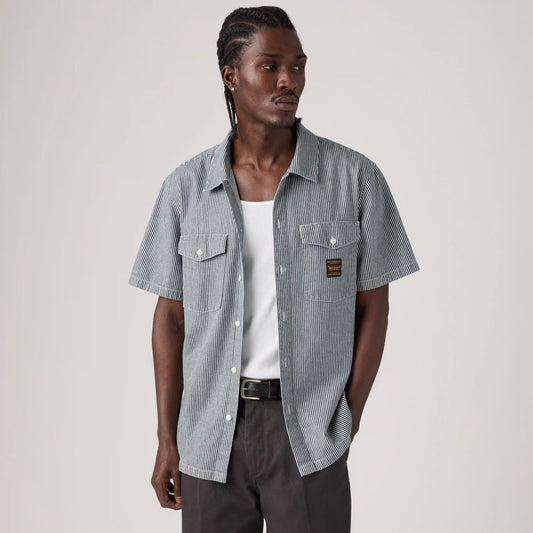 Relaxed Short-Sleeve Denim Worker Shirt