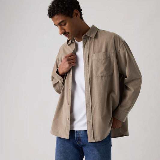 Loose Button-Up Corduroy Shirt