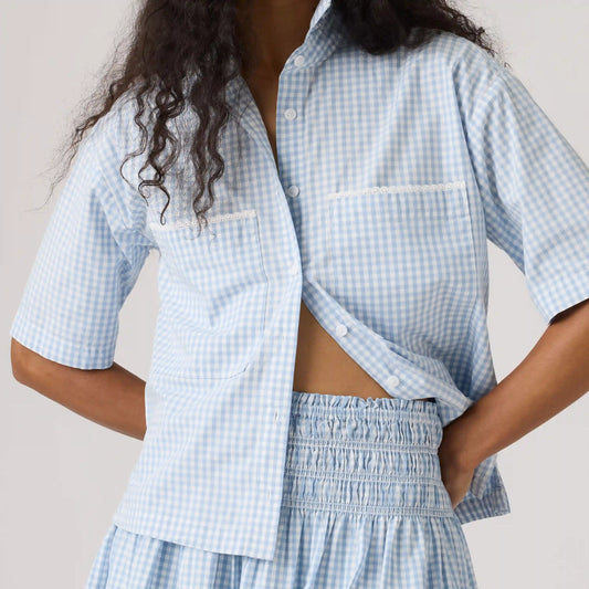 Harlie Novelty Short-Sleeve Cropped Shirt