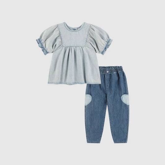 Yoke Top & Balloon Pants Little Girls 4-6X