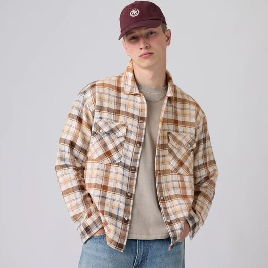 Boxy Western Flannel Long-Sleeve Shirt