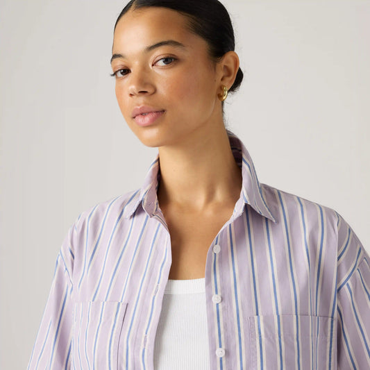 Harlie Short-Sleeve Cropped Button Down Shirt