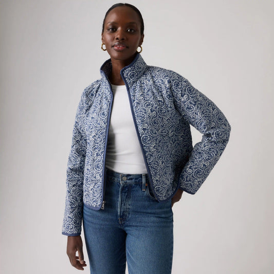 Stand Collar Diamond Quilted Jacket