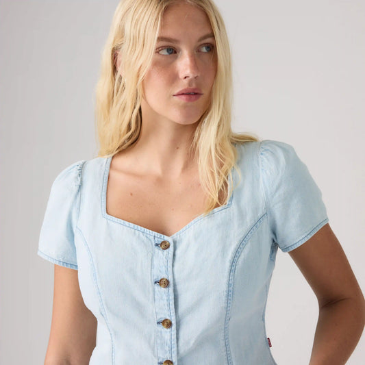 Miette Short-Sleeve Denim Top