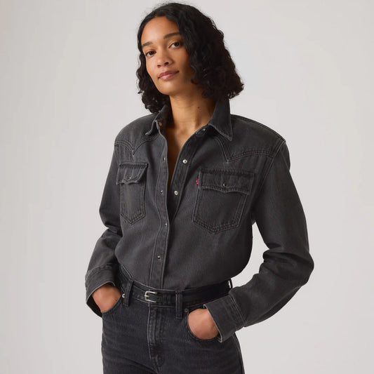 80s Western Shoulder Pad Button Down Shirt