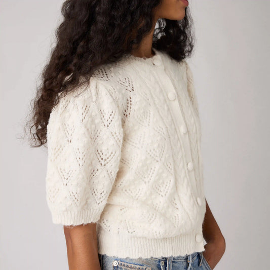 Pauline Pointelle Short-Sleeve Cardigan