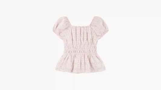 Eyelet Puff Sleeve Top Big Girls S-XL