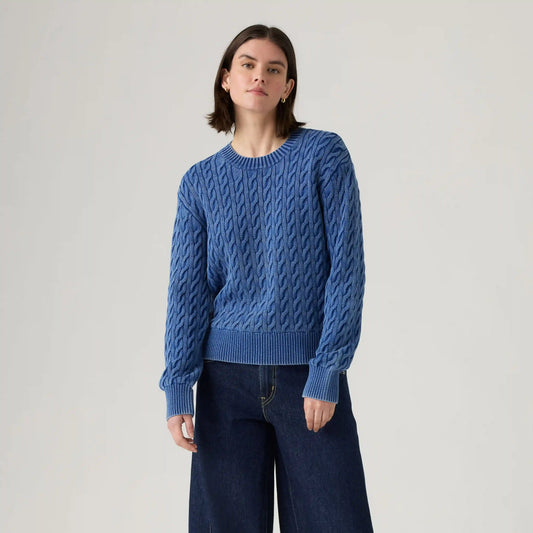 Boyfriend Cable Crewneck Pullover