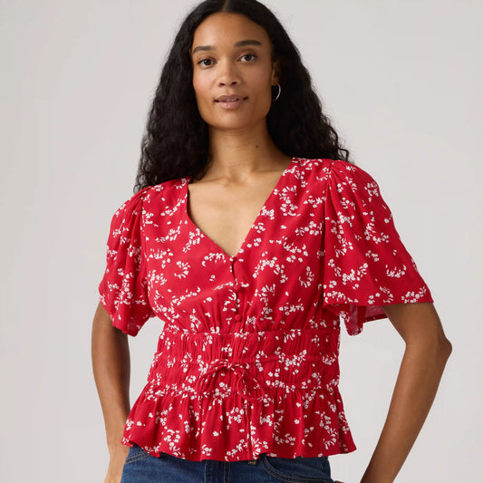 Rylan Short-Sleeve Crepe Blouse