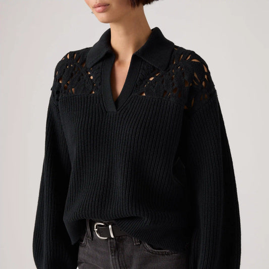 Bianca Crochet Polo Sweater