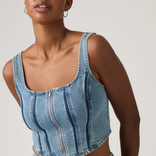 Seamed Zip Bustier Top