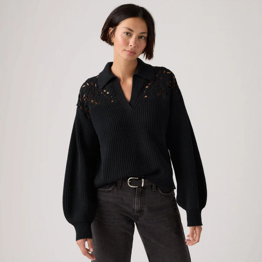 Bianca Crochet Polo Sweater