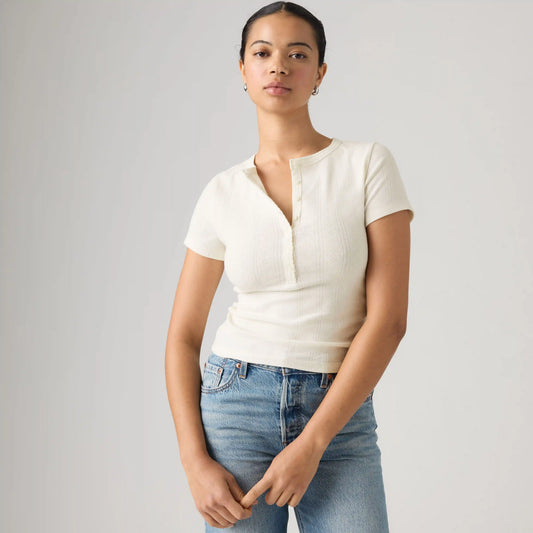 Dry Goods Pointelle Short-Sleeve Henley
