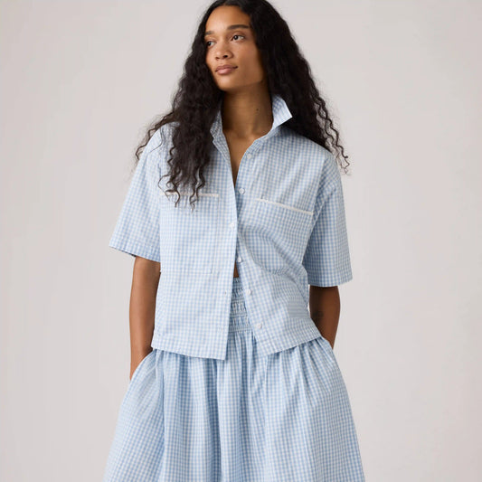 Harlie Novelty Short-Sleeve Cropped Shirt