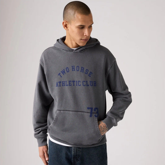 Two Horse Boxy Grunge Wash Hoodie Sweatshirt